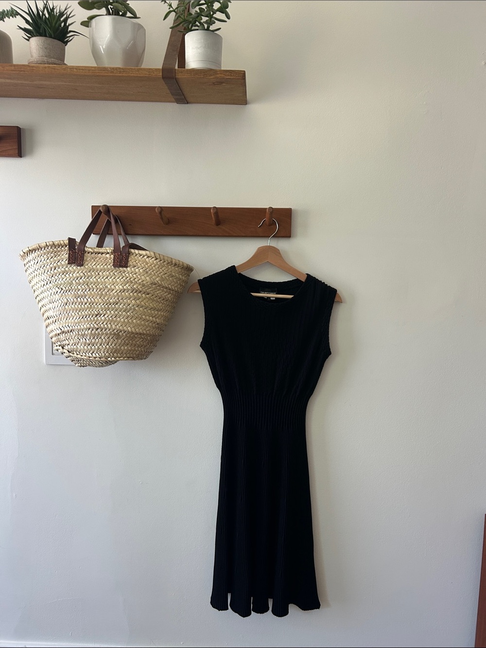Emporio Armani Black Sleeveless Ribbed Midi Dress